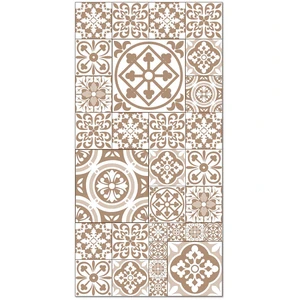 Tapis Vinyle Panorama Carreaux Ciments Talavera Brun 80x250 cm - Tapis pour Cuisine Bureau et Salon en PVC pas cher