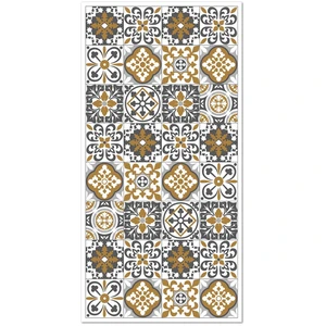 Tapis Vinyle Panorama Carreaux Ciments Triana Orange 80x150 cm - Tapis pour Cuisine Bureau et Salon en PVC