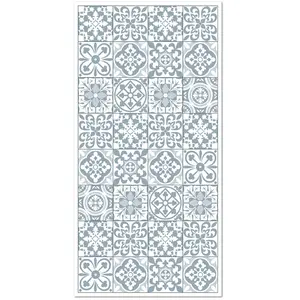 Tapis Vinyle Panorama Carreaux Ciments Triana Bleu 160x230 cm - Tapis pour Cuisine Bureau et Salon en PVC