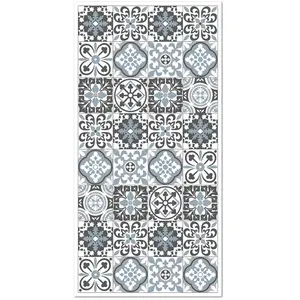 Tapis Vinyle Panorama Carreaux Ciments Triana Gris et bleu 80x250 cm -...Vendu parcdiscount