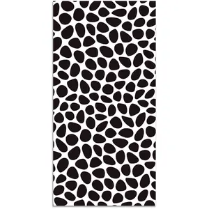 Tapis Vinyle Panorama Motif Pavé Noir 80x150 cm - Tapis pour Cuisine Bureau et Salon en PVC