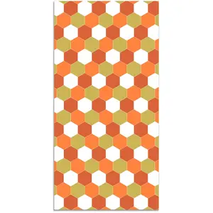 Tapis Vinyle - Panorama - Mosaïque Hexagones - Orange - 40x80 cm - Résistant aux intempéries