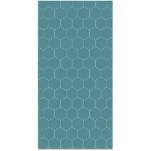 Tapis Vinyle Panorama Mosaïque Hexagones Bleus 60x110 cm - Tapis pour Cuisine Bureau et Salon en PVC