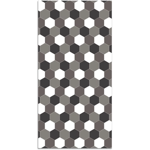 Tapis Vinyle Panorama Mosaïque Hexagones de Ton Gris 40x80 cm - Tapis pour Cuisine Bureau et Salon en PVC
