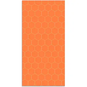 Tapis Vinyle Panorama Mosaïque Hexagones Orange 60x250 cm - Tapis pour Cuisine Bureau et Salon en PVC pas cher