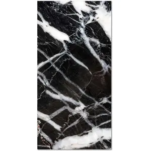 Tapis Vinyle Panorama Marbre Noir 300x200 cm - Tapis pour Cuisine, Bur...