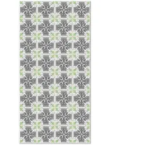 Tapis Vinyle Panorama Carreaux Ciments Salamanque Vert 100x140 cm - Tapis pour Cuisine Bureau et Salon en PVC