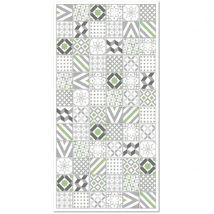 Tapis Vinyle - Panorama - Carreaux Ciments Love - Vert - 80x300 cm - Résistant et Économique