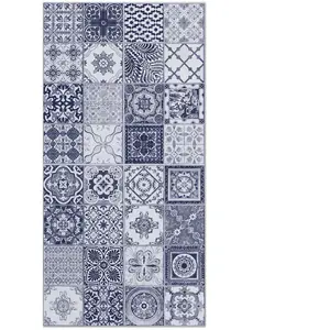 Tapis Vinyle Panorama Carreaux Ciments Nijar Bleu 40x80 cm - Tapis pou...Vendu parcdiscount