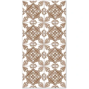Tapis Vinyle Panorama Carreaux Ciments Cordoue Brun 140x200 cm - Tapis pour Cuisine Bureau et Salon en PVC