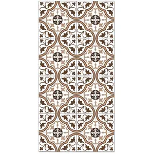 Tapis Vinyle - Panorama - Carreaux Ciments Fleur - Marron - 60x250 cm ...Vendu parcdiscount