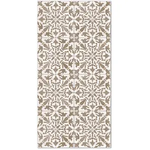 Tapis Vinyle Panorama Carreaux Ciments Géométrique Brun 80x150 cm - Tapis pour Cuisine Bureau et Salon en PVCVendu parcdiscount
