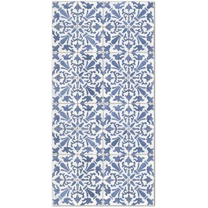 Tapis Vinyle Panorama Carreaux Ciments Géométrique Bleu 160x230 cm - Tapis pour Cuisine Bureau et Salon en PVC