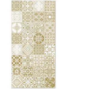 Tapis Vinyle Panorama Carreaux Ciments Jaen Brun 80x150 cm - Tapis pour Cuisine, Bureau et Salon en PVC pas cher