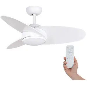 Ventilateur de Plafond Kekai Levante DC 105x38 cm 55W Blanc avec Pales Blanches, Lumière Réglable, Minuterie et Télécommande pas cher