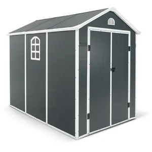 Abri de Jardin en Résine d'Extérieur Gardiun New Fiorella 5,32m² 278x188x225 cm Fenêtres Latérales et Aérations Anthracite-Blanc pas cher