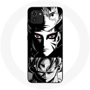 Coque pour Samsung Galaxy A03 Sangoku Naruto Luffy one piece Dragon Ball Z fond noir et blanc anime manga Maniacase pas cher