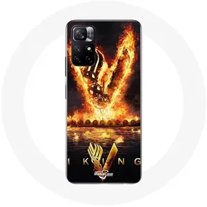 Coque pour Xiaomi Redmi Note 11s 5G Vikings Série Saison 6 logo V Epée de Feu Fond Noir Maniacase pas cher
