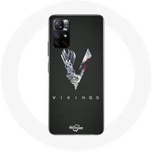Coque pour Xiaomi Redmi Note 11s 5G Vikings Série Saison 6 logo V Epée Gris Fond Noir Maniacase pas cher