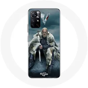 Coque pour Xiaomi Redmi Note 11s 5G Vikings Série Saison 6 Ragnar Lothbrok logo V Epée Gris Fond Brouillard Maniacase pas cher