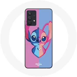 Coque pour samsung galaxy A32 5G Stitch et angel bleu rose Maniacase