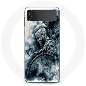 MANIACASE Coque Samsung Galaxy Z Flip4 vikings ragnar lothbrok bouclier corbeau pas cher