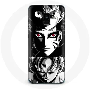 Coque pour Samsung Galaxy A8 Plus Sangoku Naruto Luffy one piece Dragon Ball Z fond noir et blanc anime manga Maniacase pas cher