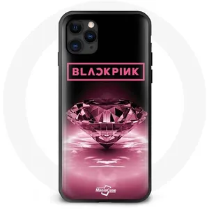 Coque - Maniacase - Iphone 12 - Noir - Rose - Diamante - Kpop Logo
