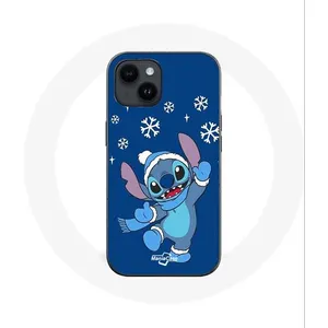 Coque pour Iphone 14 Plus Stitch neige Noël bleu Maniacase