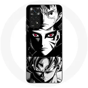 Coque pour Xiaomi Redmi Note 11s 4G Sangoku Naruto Luffy one piece Dragon Ball Z fond noir et blanc anime manga Maniacase pas cher