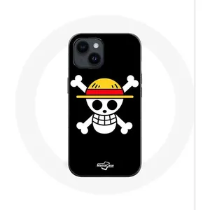 Coque pour Iphone 14 One Piece Manga Tete de Mort Fond Noir Maniacase pas cher