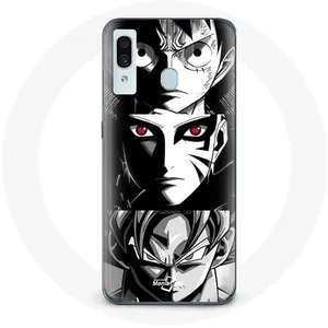 Coque pour Samsung Galaxy A40 Sangoku Naruto Luffy one piece Dragon Ball Z fond noir et blanc anime manga Maniacase pas cher