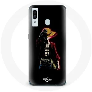 MANIACASE Coque pour Samsung Galaxy A20 One Piece Manga Anime Luffy Fond Noir Ma... pas cher