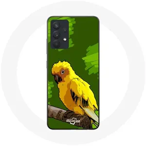 Coque pour Samsung Galaxy A13 4G / A13 4G Lite Oiseaux de Perruches jaune Fond Vert Maniacase pas cher