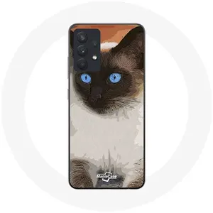 Coque pour Samsung Galaxy A13 4G / A13 4G Lite Siamois Noir et blanc Yeux Bleus Maniacase pas cher