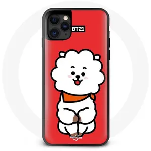 Coque pour Iphone 13 Pro BTS Bangtan Garçons BT21 RJ de Jin Fond Rouge Maniacase pas cher