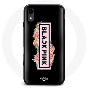 Coque pour Iphone XS Max Blackpink Groupe de K-pop Logo Noir Rose Fond Noir Maniacase pas cher