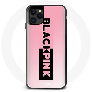 Coque pour Iphone 12 Pro Max Blackpink Groupe de K-pop Logo Noir Rose Fond Rose Maniacase pas cher