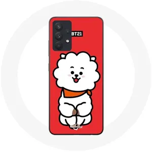 Coque pour Samsung Galaxy A13 5G BTS Bangtan Garçons BT21 RJ de Jin Fond Rouge Maniacase pas cher
