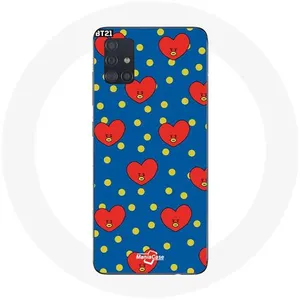 Coque pour Samsung Galaxy A71 BTS Bangtan Garçons BT21 TATA de V Fond Bleu Maniacase pas cher