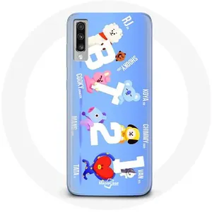 Coque pour Samsung Galaxy A50 BTS Bangtan Sonyeondan BT21 Van Tata Chimmy Cooky Rj Koya Shooky Et Mang Maniacase pas cher