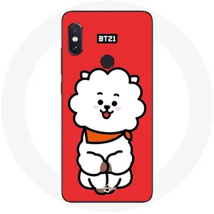Coque pour Xiaomi Redmi Note 5 Pro BTS Bangtan Garçons BT21 RJ de Jin Fond Rouge Maniacase pas cher