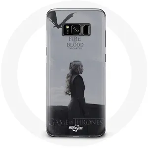 Coque pour Samsung Galaxy S8 Game of Thrones Saison 8 Daenerys Targaryen feu et sang Le Trône de Fer Logo Gris Maniacase pas cher