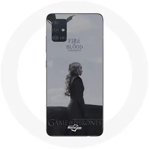 Coque pour Samsung Galaxy A71 Game of Thrones Saison 8 Daenerys Targaryen feu et sang Le Trône de Fer Logo Gris Maniacase pas cher