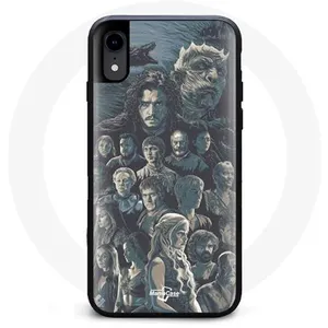 Coque pour Iphone XS Max Game of Thrones Saison 8 Le Trône de Fer Affiche Personnages Fond Gris Maniacase pas cher