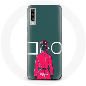 Coque pour Samsung Galaxy A70 Squid Game Soldat Rouge avec Masque Cerc... pas cher
