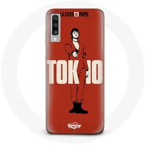 Coque pour Samsung Galaxy A50 La casa de papel Tokyo Fanart logo Fond Rouge Maniacase pas cher