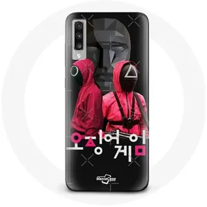 Coque pour Samsung Galaxy A50 Squid Game Affiche masques soldats logo ... pas cher