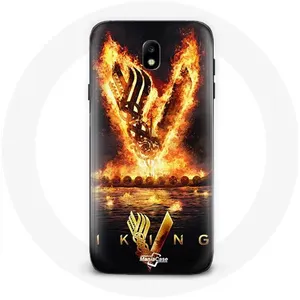 Coque - Vikings - Samsung Galaxy S5 - Logo V - Épée de Feu - Noir pas cher