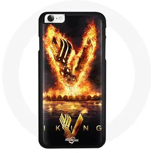 Coque pour Iphone 5 Vikings Série Saison 6 logo V Epée de Feu Fond Noir Maniacase